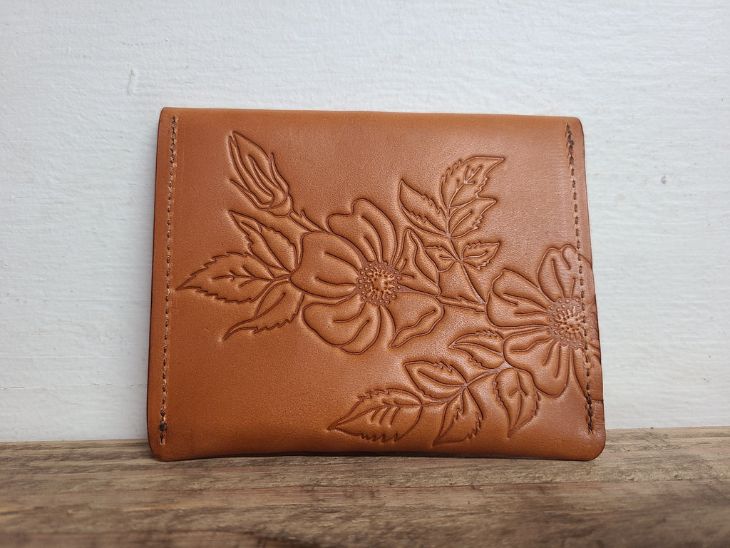 Change Purse Wallet - Chestnut Wild Rose branch (rts)