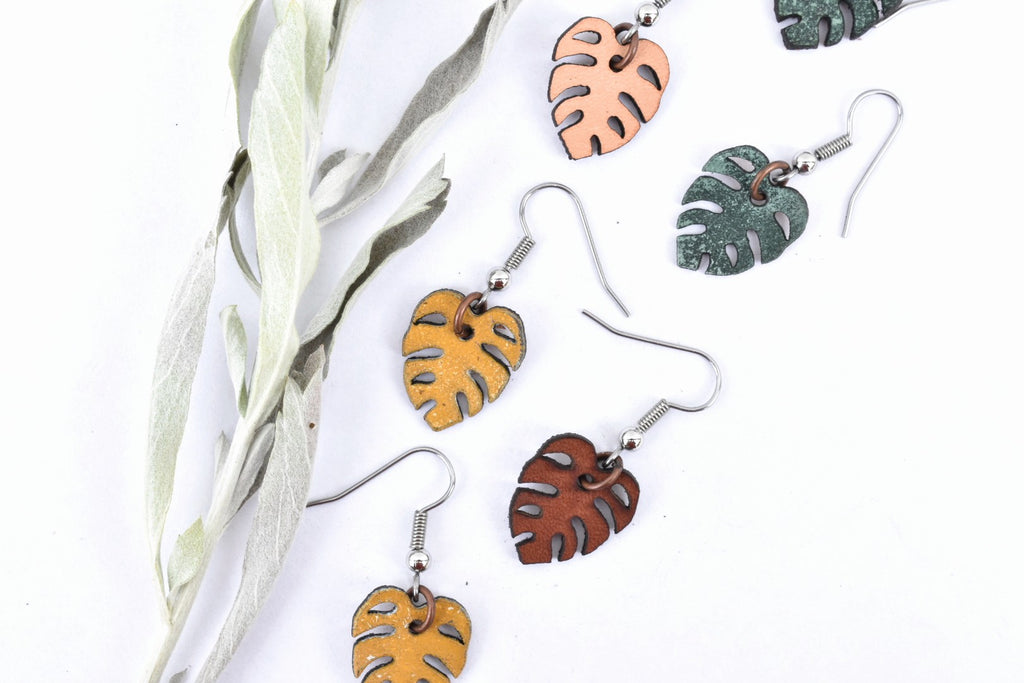 Mini Monstera Leaf Earrings