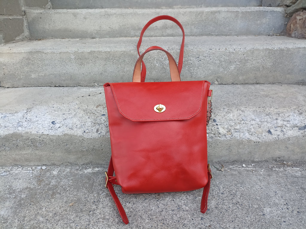 Red Convertible Backpack Purse